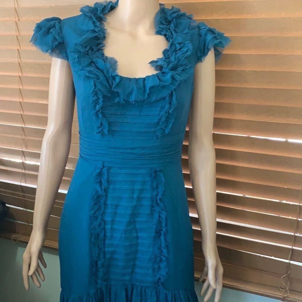 NWT LILA FORMAL MAXI PEACOCK BLUE DRESS SIZE 12